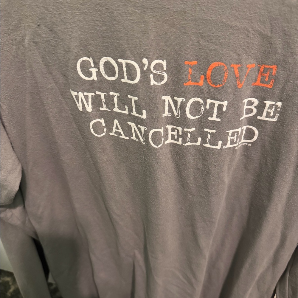 🌹Gods love will never be canceled Fruit of the Loom Gray Long Sleeve Shirt